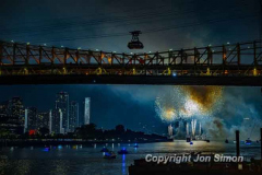 Macy’s Fireworks on the East River in Manhattan 7/4/22.  Looking south from the 59th St Bridge.