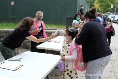 New York City starts the first day of school for Kindergarten students to eighth grade. On Thursday September 2, 2020 High School students will start classes.Teachers meet students outside of PS81x in the Riverdale section of the bronx they take the students temperature and then send them to meet other classmates and start the school day.Marissa Maher teacher checks student