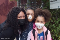 New York City starts the first day of school for Kindergarten students to eighth grade. On Thursday September 2, 2020 High School students will start classes.Teachers meet students outside of PS81x in the Riverdale section of the bronx they take the students temperature and then send them to meet other classmates and start the school day.Kerelyn Matos with Jaylyn & Zoe Brennan on the first day of school