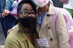 New York City starts the first day of school for Kindergarten students to eighth grade. On Thursday September 2, 2020 High School students will start classes.Teachers meet students outside of PS81x in the Riverdale section of the bronx they take the students temperature and then send them to meet other classmates and start the school day.Lavasia Snell (mom) with daughter Navy Snell before school starts