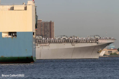 May 25, 2022  NEW YORK  New York Harbor
Fleet week parade of ships. The official kick off for fleet week. the ships travel up the Hudson River to the George Washington Bridge and turn around and dock at various locations in New York City. U.S.S. Bataan (LHD5) Amphibious Assault Ship.