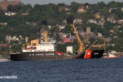 May 25, 2022  NEW YORK  New York Harbor
Fleet week parade of ships. The official kick off for fleet week. the ships travel up the Hudson River to the George Washington Bridge and turn around and dock at various locations in New York City.  U.S. Coast Guard Sycamore
Sea Going Bouy Tender