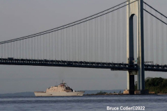 May 25, 2022  NEW YORK  New York Harbor
Fleet week parade of ships. The official kick off for fleet week. the ships travel up the Hudson River to the George Washington Bridge and turn around and dock at various locations in New York City.  U.S.S. Milwaukee
Freedom Class Littoral Combat Ship
