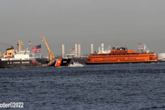 May 25, 2022  NEW YORK  New York Harbor
Fleet week parade of ships. The official kick off for fleet week. the ships travel up the Hudson River to the George Washington Bridge and turn around and dock at various locations in New York City.  U.S. Coast Guard Sycamore
Sea Going Bouy Tender, Staten Island Ferry