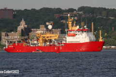 May 25, 2022  NEW YORK  New York Harbor
Fleet week parade of ships. The official kick off for fleet week. the ships travel up the Hudson River to the George Washington Bridge and turn around and dock at various locations in New York City. H.M.S. Protector (A173) from the United Kingdom