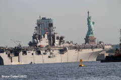 May 25, 2022  NEW YORK  New York Harbor
Fleet week parade of ships. The official kick off for fleet week. the ships travel up the Hudson River to the George Washington Bridge and turn around and dock at various locations in New York City. U.S.S. Bataan (LHD5) Amphibious Assault Ship.