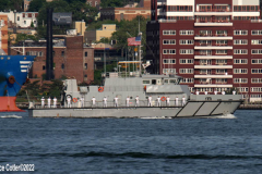 May 25, 2022  NEW YORK  New York Harbor
Fleet week parade of ships. The official kick off for fleet week. the ships travel up the Hudson River to the George Washington Bridge and turn around and dock at various locations in New York City.  U.S. Naval Academy Yard Patrol Craft