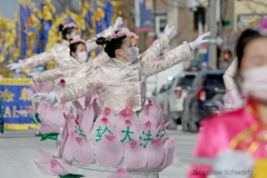 Dancers in traditional dress and costume perform in celebration of the Lunar New Year during the annual Flushing Lunar New Year Parade in Flushing NY on February 5, 2022. This year is celebrated as the year of the Tiger. (Photo by Andrew Schwartz)
