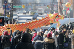 Dragon dancers perform in celebration of the Lunar New Year during the annual Flushing Lunar New Year Parade in Flushing NY on February 5, 2022. This year is celebrated as the year of the Tiger.  (Photo by Andrew Schwartz)