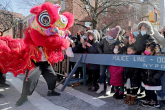 Lion dancers perform in celebration of the Lunar New Year during the annual Flushing Lunar New Year Parade in Flushing NY on February 5, 2022. This year is celebrated as the year of the Tiger. (Photo by Andrew Schwartz)