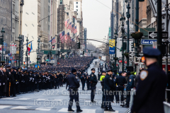 NYPD officers and police officers from the tri-state area line 5th Avenue to pay their final respect for their fallen colleague, NYPD Officer Wilbert Mora after his funeral service at St. Patrick’s Cathedral in New York, New York, on Feb. 2,  2022.  (Photo by Gabriele Holtermann/Sipa USA)