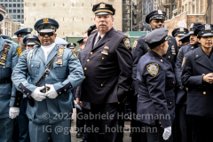 NYPD officers and police officers from the tri-state area line 5th Avenue to pay their final respect for their fallen colleague, NYPD Officer Wilbert Mora after his funeral service at St. Patrick’s Cathedral in New York, New York, on Feb. 2,  2022.  (Photo by Gabriele Holtermann/Sipa USA)