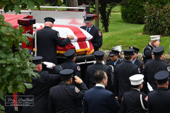 Monday, August 30, 2021
FDNY Line Of Duty Funeral
Staten Island, NY
Photographs by Mary DiBiase Blaich 

Firefighter Stephen J Reilly was remembered today with a Funeral Mass at Sacred Heart Church in Staten Island.  He died of cancer related to his 9/11 service. After the funeral Mass, family members were presented with FDNY items, including his helmet.
Attending were his company, Engine 155, Fire Commissioner Daniel Nigro, and many firefighters, family, and friends.  During the funeral, a call came in for a high angle rescue of a worker, and some of the mourners who were on duty left with lights and sirens.  One firefighter holds his handy talkie to listen to the “run”. While another looks down the street to view responding tower ladder #79.
