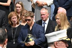 Monday, August 30, 2021
FDNY Line Of Duty Funeral
Staten Island, NY
Photographs by Mary DiBiase Blaich 

Firefighter Stephen J Reilly was remembered today with a Funeral Mass at Sacred Heart Church in Staten Island.  He died of cancer related to his 9/11 service. After the funeral Mass, family members were presented with FDNY items, including his helmet.
Attending were his company, Engine 155, Fire Commissioner Daniel Nigro, and many firefighters, family, and friends.  During the funeral, a call came in for a high angle rescue of a worker, and some of the mourners who were on duty left with lights and sirens.  One firefighter holds his handy talkie to listen to the “run”. While another looks down the street to view responding tower ladder #79.