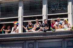 Spectators watching the New York City Pride March.