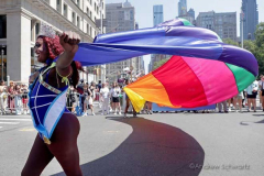 Dressed in all manner of costumes and color, parade-goers participate in the annual New York City Pride March on Sunday, June 26, 2022 in New York City. The annual celebration of LGBTQ pride returned to full capacity this year after being cancelled in 2020 and scaled back in 2021 due to the COVID-19 pandemic. (Photo by Andrew Schwartz)