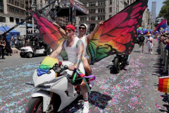 Dressed in all manner of costumes and color, parade-goers participate in the annual New York City Pride March on Sunday, June 26, 2022 in New York City. The annual celebration of LGBTQ pride returned to full capacity this year after being cancelled in 2020 and scaled back in 2021 due to the COVID-19 pandemic. (Photo by Andrew Schwartz)
