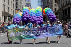 Dressed in all manner of costumes and color, parade-goers participate in the annual New York City Pride March on Sunday, June 26, 2022 in New York City. The annual celebration of LGBTQ pride returned to full capacity this year after being cancelled in 2020 and scaled back in 2021 due to the COVID-19 pandemic. (Photo by Andrew Schwartz)