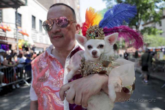 Dressed in all manner of costumes and color, parade-goers participate in the annual New York City Pride March on Sunday, June 26, 2022 in New York City. The annual celebration of LGBTQ pride returned to full capacity this year after being cancelled in 2020 and scaled back in 2021 due to the COVID-19 pandemic. (Photo by Andrew Schwartz)