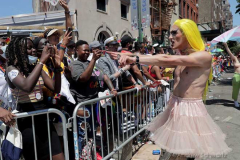Dressed in all manner of costumes and color, parade-goers participate in the annual New York City Pride March on Sunday, June 26, 2022 in New York City. The annual celebration of LGBTQ pride returned to full capacity this year after being cancelled in 2020 and scaled back in 2021 due to the COVID-19 pandemic. (Photo by Andrew Schwartz)