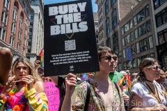 The U.S. Supreme Court's decision to overturn Roe vs. Wade was one of the prevailing themes at the Pride Parade NYC in New York,  New York, on June 26, 2022. (Photo by Gabriele Holtermann/Sipa USA)