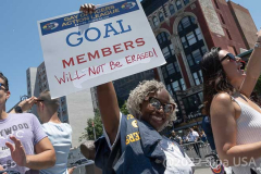 The NYPD's Gay Officers Action League protested its exclusion from the Pride Parade NYC in New York,  New York, on June 26, 2022. (Photo by Gabriele Holtermann/Sipa USA)