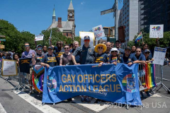 The NYPD's Gay Officers Action League protested its exclusion from the Pride Parade NYC in New York,  New York, on June 26, 2022. (Photo by Gabriele Holtermann/Sipa USA)