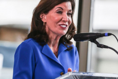 NY Governor KATHY HOCHUL, NYC Mayor ERIC ADAMS and New York Philharmonic Leadership; PETER MAY, KATHERINE FARLEY, HENRY TIMMS, MILTON ANGELES,  DEBORAH BORDA  AND LINDA and MITCH HART announced the opening of the new DAVID GEFFEN hall scheduled to open this October 2022. 
The opening is two years ahead of schedule and on budget of the $550M achieved goal. In addition the opening will also support 6,000 jobs and with ever expanded public and community spaces and state of the art acoustics and architecture. Wednesday, March 9, 2022. New York, New York. (C) Bianca Otero