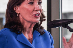 NY Governor KATHY HOCHUL, NYC Mayor ERIC ADAMS and New York Philharmonic Leadership; PETER MAY, KATHERINE FARLEY, HENRY TIMMS, MILTON ANGELES,  DEBORAH BORDA  AND LINDA and MITCH HART announced the opening of the new DAVID GEFFEN hall scheduled to open this October 2022. 
The opening is two years ahead of schedule and on budget of the $550M achieved goal. In addition the opening will also support 6,000 jobs and with ever expanded public and community spaces and state of the art acoustics and architecture. Wednesday, March 9, 2022. New York, New York. (C) Bianca Otero