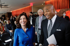 New York City Mayor Eric Adams and NY State Gov Kathy Hochul deliver remarks at an event celebrating the renovation of David Geffen Hall at Lincoln Center for the Performing Arts.

(C) Steve Sands/ New York/Newswire