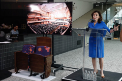 New York City Mayor Eric Adams and NY State Gov Kathy Hochul deliver remarks at an event celebrating the renovation of David Geffen Hall at Lincoln Center for the Performing Arts.

(C) Steve Sands/ New York/Newswire