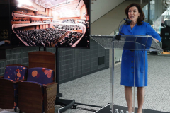 New York City Mayor Eric Adams and NY State Gov Kathy Hochul deliver remarks at an event celebrating the renovation of David Geffen Hall at Lincoln Center for the Performing Arts.

(C) Steve Sands/ New York/Newswire