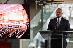 New York City Mayor Eric Adams and NY State Gov Kathy Hochul deliver remarks at an event celebrating the renovation of David Geffen Hall at Lincoln Center for the Performing Arts.

(C) Steve Sands/ New York/Newswire