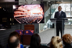 New York City Mayor Eric Adams and NY State Gov Kathy Hochul deliver remarks at an event celebrating the renovation of David Geffen Hall at Lincoln Center for the Performing Arts.

(C) Steve Sands/ New York/Newswire