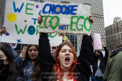 "Fridays for Future" protests the climate crisis on Global Climate Strike day at a rally in Foley Square in New York, NY, on Mar. 25, 2022. (Photo by Gabriele Holtermann/Sipa USA)