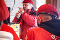 Guardian Angels from all over 5 Boroughs schlepped through the snow and met in Washington Heights at the Angelica’s Uptown Cafe on W 187th Street to celebrate the 43rd Anniversary of the beloved and renowned establishment begun by Curtis Sliwa in the Bronx with just 13 kids in 1979. 
Several hundred came to show their respects and to celebrate where Officials and Heads of the Districts and Chapters spoke and gave out awards to the outstanding representatives and Guardians of 2021.
“We are no different from one another. Guardian Angels have given people a purpose, a duty of providing safety and security amongst their communities,” was exclaimed. 
“Crime has gone up and recruitment is harder,” were other sentiments shared on not only local but Global as well. The Guardian Angels spans now 13 countries across the Globe with Japan holding 21 chapters alone. International presence was provided via ZOOM during the event.
Many people who have been involved in Guardian Angels have moved onto other areas of security jobs and the security sectors.
Sliwa encouraged the importance of keeping streets safe especially in times of uncertainty and the power of community and most of all harmony amongst all.
Manhattan, NYC. February 13, 2022. (C) Bianca Otero