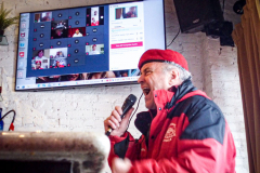 Guardian Angels from all over 5 Boroughs schlepped through the snow and met in Washington Heights at the Angelica’s Uptown Cafe on W 187th Street to celebrate the 43rd Anniversary of the beloved and renowned establishment begun by Curtis Sliwa in the Bronx with just 13 kids in 1979. 
Several hundred came to show their respects and to celebrate where Officials and Heads of the Districts and Chapters spoke and gave out awards to the outstanding representatives and Guardians of 2021.
“We are no different from one another. Guardian Angels have given people a purpose, a duty of providing safety and security amongst their communities,” was exclaimed. 
“Crime has gone up and recruitment is harder,” were other sentiments shared on not only local but Global as well. The Guardian Angels spans now 13 countries across the Globe with Japan holding 21 chapters alone. International presence was provided via ZOOM during the event.
Many people who have been involved in Guardian Angels have moved onto other areas of security jobs and the security sectors.
Sliwa encouraged the importance of keeping streets safe especially in times of uncertainty and the power of community and most of all harmony amongst all.
Manhattan, NYC. February 13, 2022. (C) Bianca Otero