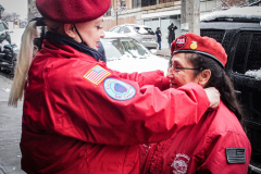 Guardian Angels from all over 5 Boroughs schlepped through the snow and met in Washington Heights at the Angelica’s Uptown Cafe on W 187th Street to celebrate the 43rd Anniversary of the beloved and renowned establishment begun by Curtis Sliwa in the Bronx with just 13 kids in 1979. 
Several hundred came to show their respects and to celebrate where Officials and Heads of the Districts and Chapters spoke and gave out awards to the outstanding representatives and Guardians of 2021.
“We are no different from one another. Guardian Angels have given people a purpose, a duty of providing safety and security amongst their communities,” was exclaimed. 
“Crime has gone up and recruitment is harder,” were other sentiments shared on not only local but Global as well. The Guardian Angels spans now 13 countries across the Globe with Japan holding 21 chapters alone. International presence was provided via ZOOM during the event.
Many people who have been involved in Guardian Angels have moved onto other areas of security jobs and the security sectors.
Sliwa encouraged the importance of keeping streets safe especially in times of uncertainty and the power of community and most of all harmony amongst all.
Manhattan, NYC. February 13, 2022. (C) Bianca Otero