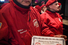 Guardian Angels from all over 5 Boroughs schlepped through the snow and met in Washington Heights at the Angelica’s Uptown Cafe on W 187th Street to celebrate the 43rd Anniversary of the beloved and renowned establishment begun by Curtis Sliwa in the Bronx with just 13 kids in 1979. 
Several hundred came to show their respects and to celebrate where Officials and Heads of the Districts and Chapters spoke and gave out awards to the outstanding representatives and Guardians of 2021.
“We are no different from one another. Guardian Angels have given people a purpose, a duty of providing safety and security amongst their communities,” was exclaimed. 
“Crime has gone up and recruitment is harder,” were other sentiments shared on not only local but Global as well. The Guardian Angels spans now 13 countries across the Globe with Japan holding 21 chapters alone. International presence was provided via ZOOM during the event.
Many people who have been involved in Guardian Angels have moved onto other areas of security jobs and the security sectors.
Sliwa encouraged the importance of keeping streets safe especially in times of uncertainty and the power of community and most of all harmony amongst all.
Manhattan, NYC. February 13, 2022. (C) Bianca Otero