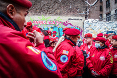 Guardian Angels from all over 5 Boroughs schlepped through the snow and met in Washington Heights at the Angelica’s Uptown Cafe on W 187th Street to celebrate the 43rd Anniversary of the beloved and renowned establishment begun by Curtis Sliwa in the Bronx with just 13 kids in 1979. 
Several hundred came to show their respects and to celebrate where Officials and Heads of the Districts and Chapters spoke and gave out awards to the outstanding representatives and Guardians of 2021.
“We are no different from one another. Guardian Angels have given people a purpose, a duty of providing safety and security amongst their communities,” was exclaimed. 
“Crime has gone up and recruitment is harder,” were other sentiments shared on not only local but Global as well. The Guardian Angels spans now 13 countries across the Globe with Japan holding 21 chapters alone. International presence was provided via ZOOM during the event.
Many people who have been involved in Guardian Angels have moved onto other areas of security jobs and the security sectors.
Sliwa encouraged the importance of keeping streets safe especially in times of uncertainty and the power of community and most of all harmony amongst all.
Manhattan, NYC. February 13, 2022. (C) Bianca Otero