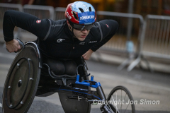 March 20, 2022: The 2022 United Airlines NYC Half Marathon is held in New York City. The course starts in Prospect Park in Brooklyn and ends in Central Park in Manhattan. The Rising New York Road Runner races in Times Square.  Here Daniel Romanchuk of the USA defended his title from 2019  with a winning time of 49:22. (Photos by Jon Simon)