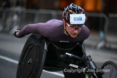 March 20, 2022: The 2022 United Airlines NYC Half Marathon is held in New York City. The course starts in Prospect Park in Brooklyn and ends in Central Park in Manhattan. The Rising New York Road Runner races in Times Square.  Here Manuela Schar of Switzerland won the womenÕs division in 56:12 . (Photos by Jon Simon)
