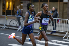 March 20, 2022: The 2022 United Airlines NYC Half Marathon is held in New York City. The course starts in Prospect Park in Brooklyn and ends in Central Park in Manhattan. The Rising New York Road Runner races in Times Square.  Senbere Teferi of Ethiopia won the women’s with a new record of 1:07:35.  (Photos by Jon Simon)