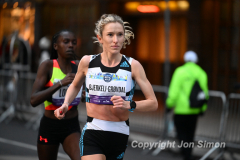March 20, 2022: The 2022 United Airlines NYC Half Marathon is held in New York City. The course starts in Prospect Park in Brooklyn and ends in Central Park in Manhattan. The Rising New York Road Runner races in Times Square. (Photos by Jon Simon)