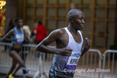 March 20, 2022: The 2022 United Airlines NYC Half Marathon is held in New York City. The course starts in Prospect Park in Brooklyn and ends in Central Park in Manhattan. The Rising New York Road Runner races in Times Square.  Rhonex Kipruto won the men’s in 1:00:30.  (Photos by Jon Simon)
