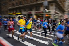 March 20, 2022: The 2022 United Airlines NYC Half Marathon is held in New York City. The course starts in Prospect Park in Brooklyn and ends in Central Park in Manhattan. The Rising New York Road Runner races in Times Square. (Photos by Jon Simon)