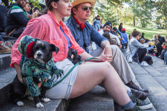 The 23rd Great PUPkin contest took place again after a year hiatus due to COVID. The biggest dog costume contest Fort Greene with over 80 contestants and hundreds of onlookers. While all were impressive, the winner this year was Howie and his Hot Dog Stand taking first place. (C) Bianca Otero. October 31, 2021. Brooklyn, New York
