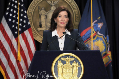 Governor Kathy Hochul Updates New Yorkers on the State's Progress Combating Covid 19 at her Midtown Manhattan Office on 29 Nov 2021 in New York City. 
56,924 Vaccine Doses Administered Over Last 24 Hours with 41 Covid-19 Deaths Statewide Yesterday