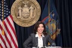 New York State Governor Kathy Hochul Updates New Yorkers on State's Progress Combating Covid 19 at her Offices in Manhattan on 20 Dec 2021 in New York City