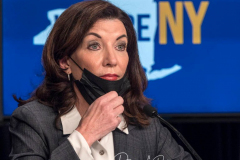 New York State Governor Kathy Hochul Updates New Yorkers on State's Progress Combating Covid 19 at her Offices in Manhattan on 20 Dec 2021 in New York City